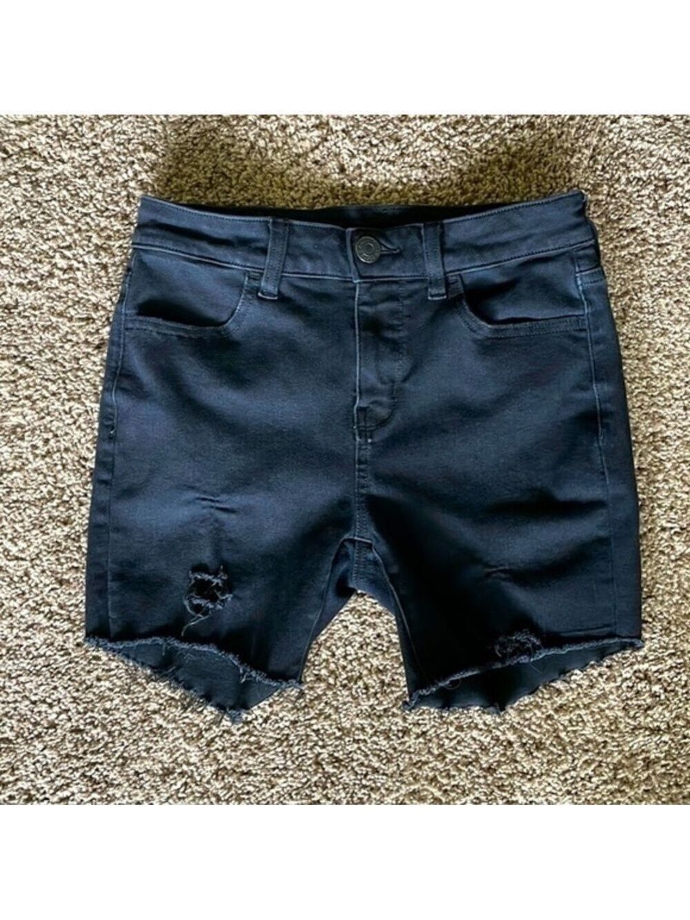 American Eagle Distressed Dream Jean Shorts Size 4 Black